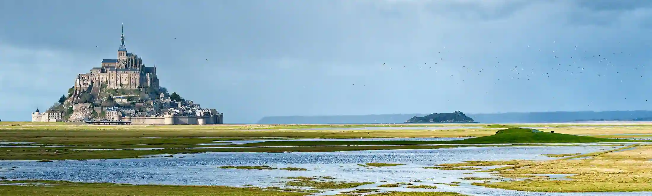 Randonnée dans la baie du mont Saint Michel pendant la classe de mer de juin