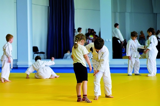 enfants de classe découvertes en initiation à l'Aïkido art asie