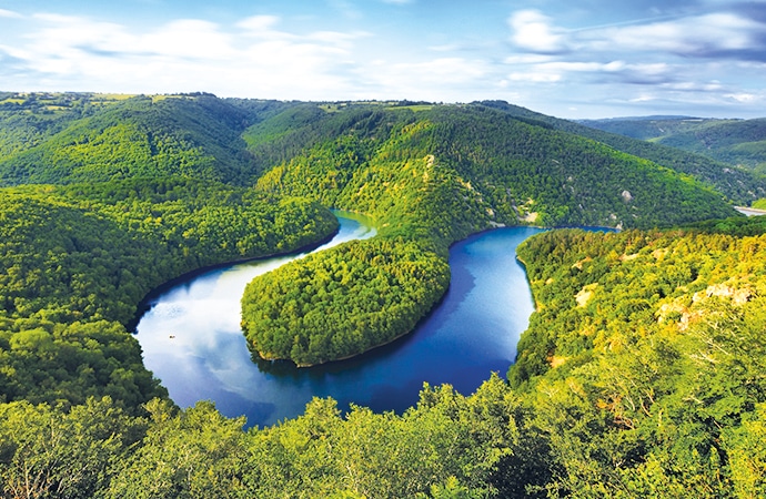 Vue aérienne sur les Gorges de la Sioule