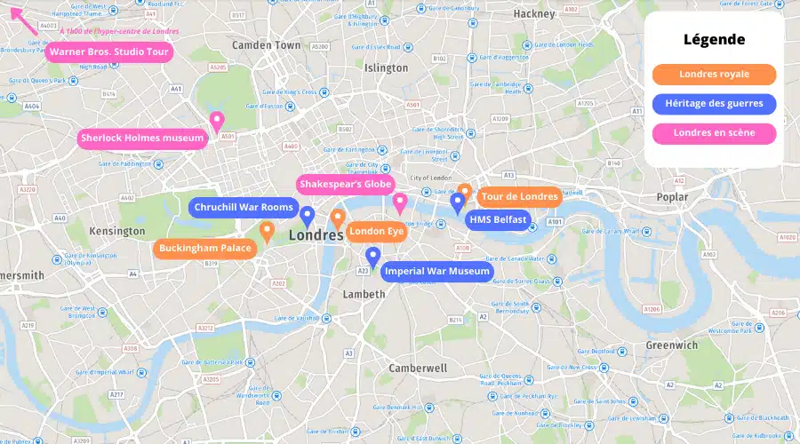 Carte expériences captivantes en voyage scolaire à Londres