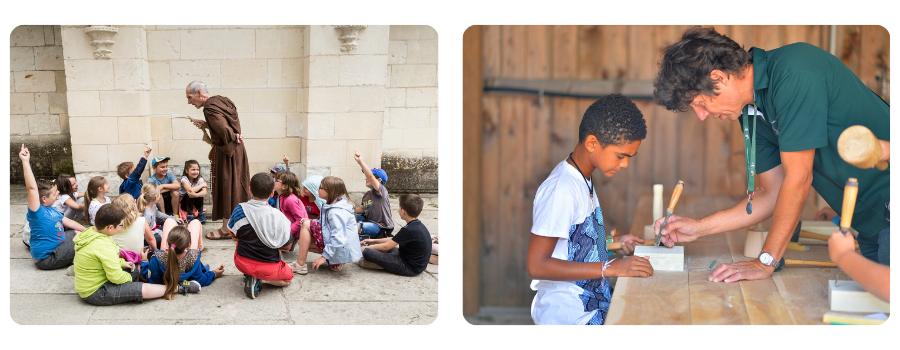 élèves en activités et visite découverte de chambord