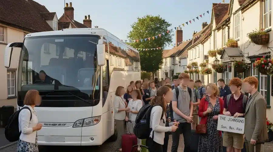 arrivee-classe-famille-accueil-voyage-scolaire-etranger Arrivée d'une classe en famille d'accueil pour un voyage scolaire à l'étranger