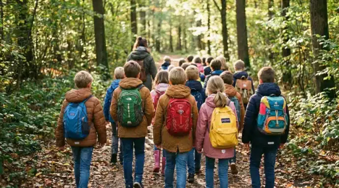 sac-a-dos-voyage-scolaire Élèves avec leur sac à dos en voyage scolaire