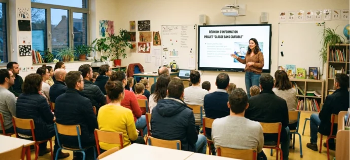 Réunion d'informations parents classe sans cartable